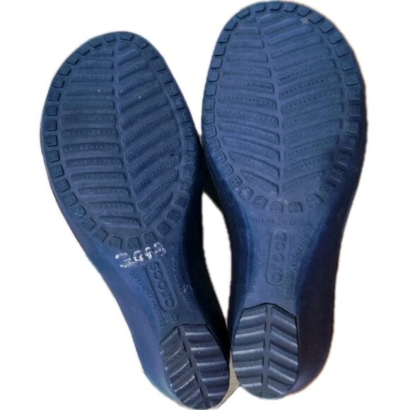 Crocs Women's 9 Blue Sassari Slides 3 Inch Wedge Heel FLAWS - See Photos - Picture 8 of 12